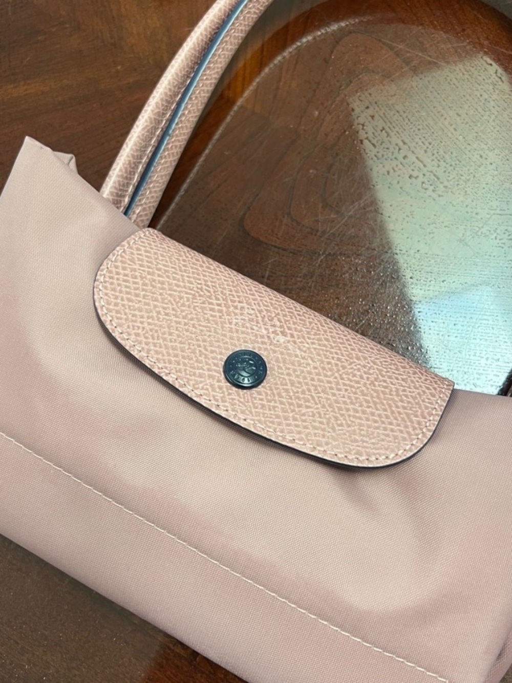 Longchamp le pliage leather-trimmed tote in Dusty Pink L - Picture 6 of 6